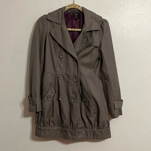 XXI Army Green Size L Snap Hem Short Light Weit Spring SummerTrench Coat - Picture 1 of 13